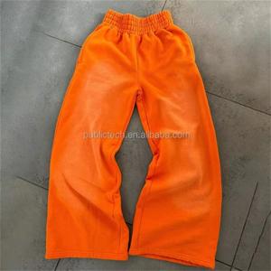 High Quality Custom Baggy Sun Faded Vintage Acid <b>Wash</b> High Waist Jogger Sweat Pants Blank Flared Stacked Sweatpants Men - Product Image 2