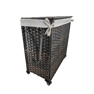 Jy tổng hợp mây quần áo giặt giỏ với nắp và xử lý có thể gập lại handwoven giặt Hamper - Product Image 6