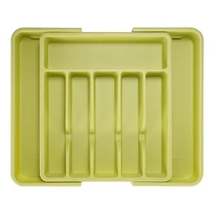 Hete Verkoop Plastic Uitbreidbare Keuken Serviesgoed Opslag Compact Bestek Organizer Lade Abs Bestek Lade Met Deksel