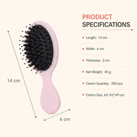 Brosse à cheveux portable mini en poils de sanglier avec picots en nylon, brosse démêlante et lissante pour massage du cuir chevelu, idéale pour les voyages, vente en gros OEM