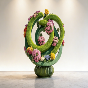 Sculpture de verdure artificielle sur mesure de grande taille - Installation artistique florale pour l'intérieur des centres commerciaux, les halls commerciaux et la décoration saisonnière - Product Image 4