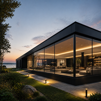 Véranda de luxe en verre miroir toutes saisons, double vitrage de sécurité, pour villa moderne