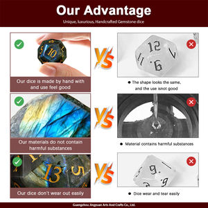 7 buah Set dadu batu permata alami DND buatan tangan batu kristal polihedral untuk ruang bawah tanah & naga RPG papan permainan batu permata dadu DND - Product Image 3
