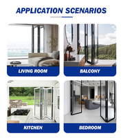 Porte pliante en aluminium de qualité supérieure, double vitrage, isolation thermique pour projet de maison moderne