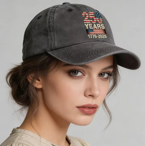 Gorra de Béisbol Bordada Personalizada al por Mayor, de 6 Paneles, Tela de Algodón, Talla Ajustable, para Hombre, 250 Aniversario - Product Image 6