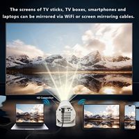 Projecteur WiFi portable pour téléphone portable 1080P Mini projecteur LED sans fil Cinéma à domicile et en extérieur Mise en miroir de l'écran du smartphone