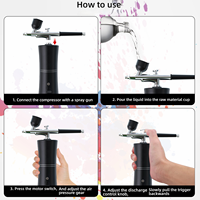 Kit Aérographe Peinture Haute Pression Sans Fil Rechargeable avec Compresseur pour Nail Art, Maquillage, Barbier et Décoration de Gâteaux