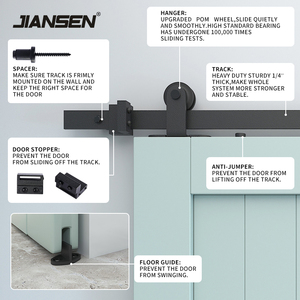 Top gắn cao Duty hiện đại DIY nội thất bằng gỗ màu đen trượt Barn Door phần cứng - Product Image 4