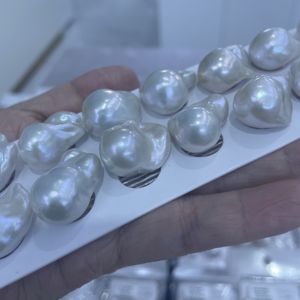 ต่างหูไข่มุกน้ำจืดสไตล์บาร็อคสีขาวธรรมชาติขนาด14-15มม. ทันสมัยสำหรับทำเครื่องประดับต่างหูแบบทำมือมีให้เลือกเป็นคู่ - Product Image 3