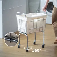 Panier à linge en acier au carbone de grande capacité avec roulettes lisses et durables pour vêtements sales