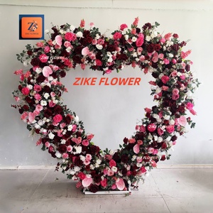 Arco Floreale a Forma di Cuore Personalizzato <span class=keywords><strong>con</strong></span> Supporto, Sfondo di Rose Artificiali per Decorazione Palco Matrimoniale 8 Piedi - Product Image 1