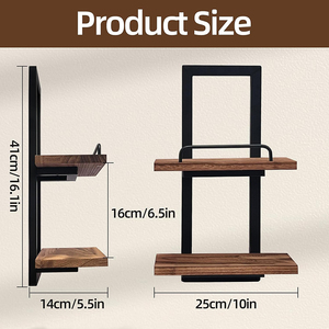 Estantes Flotantes Verticales de 2 Niveles para Montar en la Pared, Exhibidor de Macetas Colgante, Fácil de Instalar, Estante de Oficina, Pasillo Estrecho, Regalo para el Hogar - Product Image 4