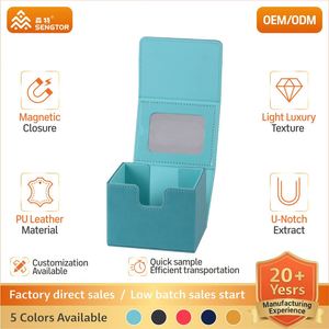 Boîte à cartes magnétique de luxe en cuir PU avec ouverture supérieure et fermeture sécurisée pour collection de cartes à collectionner - Product Image 3