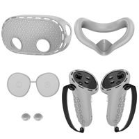 L'ensemble en silicone 5-en-1 comprend un couvercle d'unité principale, un capuchon d'objectif, un couvercle de poignée de contrôleur et un capuchon de pouce, adapté à Meta Quest 3s