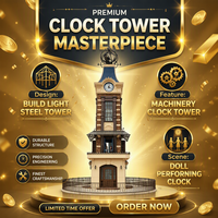 Leichter Stahlglockenturm, Mechanische Turmuhr, Puppenshow, Quadratischer Landschaftsglockenturm mit Uhr