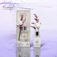 Diffuseur de roseaux en verre transparent de marque privée de 35ml nouveau design de luxe pour la décoration de la chambre à coucher du bureau à domicile