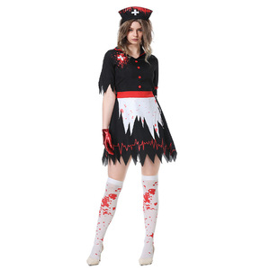 Vampire Nurse Costume Halloween Horror Cosplay Dress With Hat Gloves Socks Size S For Women - Product Image 5