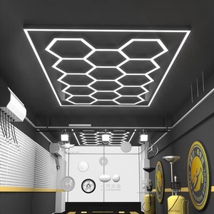 DIY Deformable Linear Hexagonal LED <strong>Light</strong> 8Feet X16Feet Hanging <strong>Hex</strong> Detailing Garage Gym Modular Ceiling Cold White IP65 - Product Image 1