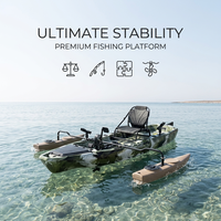 Kayak de pêche modulaire en HDPE personnalisé avec stabilisateur à flotteurs détachable, canoë certifié CE, bateau à moteur de pêche au trolling camouflage
