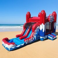 Toboggan aquatique gonflable en PVC durable et abordable pour enfants, combo château gonflable et toboggan aquatique pour fêtes