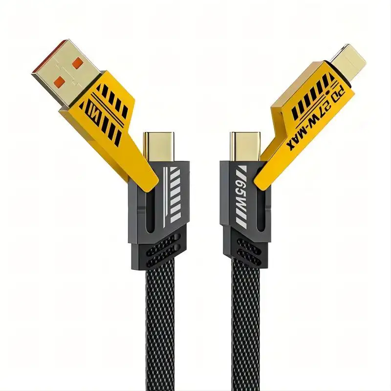 Nylon Braided Zinc Alloy Material Hot Selling High Quality PD 27W To 65W 4 In 1 USB Fast Charging Data Cable For Iphone