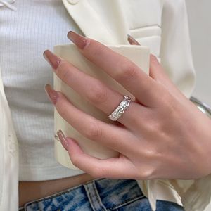 Anillo Ancho de Plata de Ley S925 Ruitai con Textura Irregular, Unisex, para el Dedo Índice, Uso Diario - Product Image 2