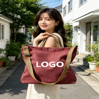 Sac fourre-tout en toile de couleur unie pour femme, avec logo brodé personnalisé, tendance, polyvalent, pratique, sac à bandoulière ouvert pour usage quotidien, promotion