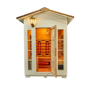 Hemlock/Red Cedar Wood 3 Person Traditional Steam and Full Spectrum Combined Outdoor Infrared Sauna