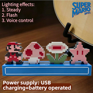 Veilleuse LED 3D intelligente à commande vocale <span class=keywords><strong>PAC</strong></span>-<span class=keywords><strong>MAN</strong></span>, rechargeable par USB, lumière de <span class=keywords><strong>dessin</strong></span> <span class=keywords><strong>animé</strong></span> Mario pour la décoration de chambre d'enfant, cadeau d'anniversaire - Product Image 1
