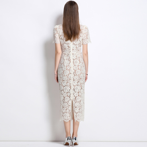 Vendita calda estate nuova gonna leggera di lusso con scollo a V in pizzo con fiocco abito da <span class=keywords><strong>donna</strong></span> <span class=keywords><strong>abbigliamento</strong></span> <span class=keywords><strong>donna</strong></span> all'ingrosso - Product Image 5