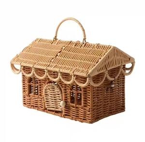 Cesta <span class=keywords><strong>de</strong></span> Almacenamiento Infantil en Forma <span class=keywords><strong>de</strong></span> <span class=keywords><strong>Casa</strong></span> <span class=keywords><strong>de</strong></span> Mimbre, Cesta Natural para Niños Pequeños, Cesta <span class=keywords><strong>de</strong></span> Picnic, Accesorios <span class=keywords><strong>de</strong></span> Playa - Product Image 2