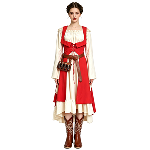 Robe de demoiselle médiévale de la Renaissance avec gilet - Corset vintage européen à double couche - Costume de cosplay de <span class=keywords><strong>princesse</strong></span> pour Halloween - Product Image 3