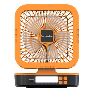 مروحة ميكانيكية للطوارئ للتخييم ببطارية 4000 مللي أمبير وشحن شمسي، 4 سرعات لتدفق الهواء، مصباح LED، بنك طاقة للاستخدام الخارجي وفي المركبات الترفيهية وحالات انقطاع التيار الكهربائي - Product Image 4