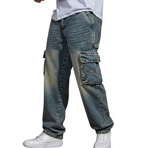 Jeans Cargo Azules Vintage para Hombre, Transpirables, Ligeros, Ecológicos, de Verano, Corte Holgado, con Bolsillos Utilitarios, Estilo Urbano Informal - Product Image 3