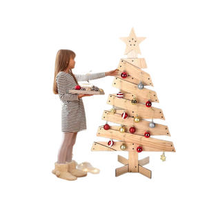 Creative Wooden Christmas Tree Decorations Natural Wood Color Foldable Battery Operated Multicolored <b>Lights</b> Easy Installation - Product Image 2