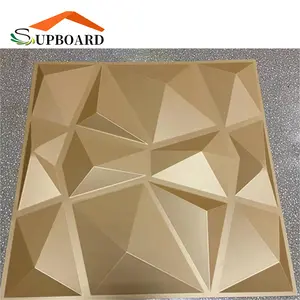 장식 월페이퍼 방수 벽 코팅 빛나는 골드 3D 다이아몬드 PVC 패턴 패널