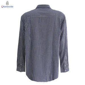 Men's Linen Rayon Long Sleeve Shirt Striped Gent Casual Oversized Camisa De Hombre