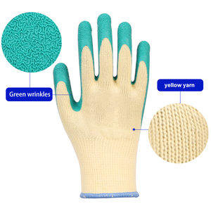 XINGYU 10G Guantes de poliéster amarillo con forro de algodón XL Tamaño Arrugas verdes Revestimiento de látex Antideslizante Seguridad en el trabajo - Product Image 2