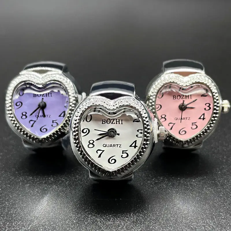 In stock Heart Shape lady Quartz Finger Ring Chain Couple Ring Quartz Watch Finger Gift Ring Watch