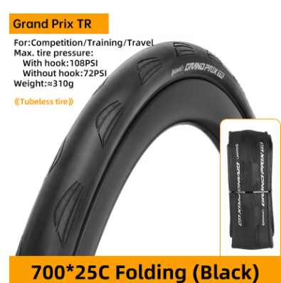Black 700x25 Tubelss