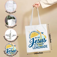 Sac fourre-tout portable en toile Christian avec imprimé Jésus et Limonade pour l'église et les sorties quotidiennes