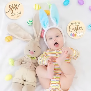 Pafu Baby Milestone Marqueurs de mois Disques en bois avec des mois gravés d'annonces de naissance d'âge de bébé pour l'étiquette mensuelle du nouveau-né - Product Image 4