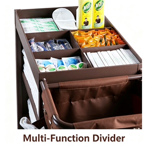 Carrito de Limpieza Multiusos para Conserjería, Carro de Limpieza Comercial con Soporte para Bolsas de Basura, Cubos Desmontables y Estante de Almacenamiento - Product Image 4
