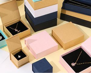 Eco‑friendly Magnetic Cardboard Jewelry <b>Boxes</b> Long Short Sizes Flock Insert For Stainless Steel Ring Moissanite Necklace Storage - Product Image 2