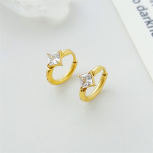 ต่างหูห่วงสแตนเลสยอดนิยม ต่างหูเพชรสแตนเลส - Product Image 5