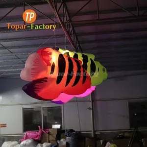 विशाल Inflatable थोक मॉडल उड़ान का नेतृत्व किया, सजावट विशालकाय प्रकाश उष्णकटिबंधीय Inflatable मछली के साथ एलईडी