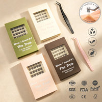 Kit de cils en grappe auto-adhésifs faits à la main, faux cils synthétiques à presser, pré-collés, volume 8 rangées, épaisseurs mixtes, transparents