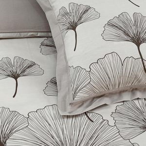 VISION - Ensemble de housse de <span class=keywords><strong>couette</strong></span> réversible à motifs floraux - Beige Ginko - <span class=keywords><strong>260x240</strong></span> cm avec 2 taies d'oreiller assorties 65x65 cm - 100% coton - Product Image 6