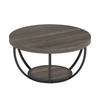 Table basse ronde en bois mobile avec rangement, style moderne minimaliste et luxe léger, pour salons, petits appartements et hôtels