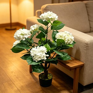 Artificial Hydrangea Green Plant Potted Flower <b>Tree</b> Decorative Piece for Living Room - Product Image 4